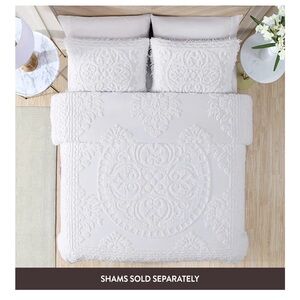 Elegant White Chenille Bedding Set Chenille King Cover Shams sold separately